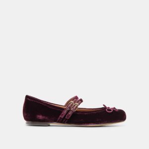 Gibsen Ballet Flats Burgundy Velvet