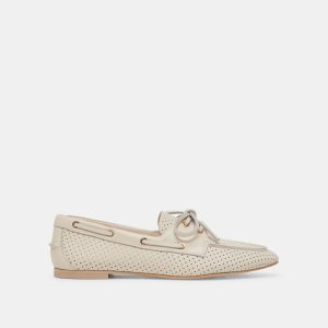 Lakin Loafers Ivory Perforated Leather
