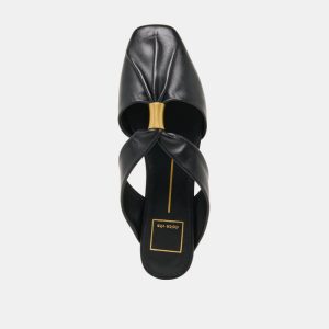Franey Flats Black Leather