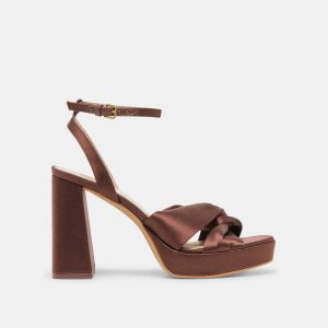 Parlo Heels Mid Brown Satin