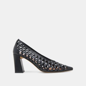 Tanya Heels Black Woven Leather