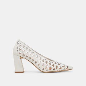 Tanya Heels Bone Woven Leather