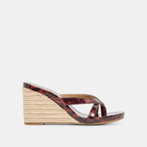 Helan Espadrille Wedges Tortoise Patent Leather