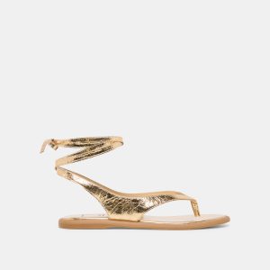 Jayden Sandals Gold Distressed Leather